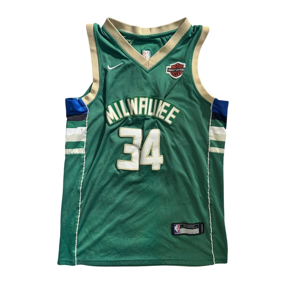 Nike Milwaukee Bucks Giannis Antetokounmpo Youth L NBA Basketball Jersey Green